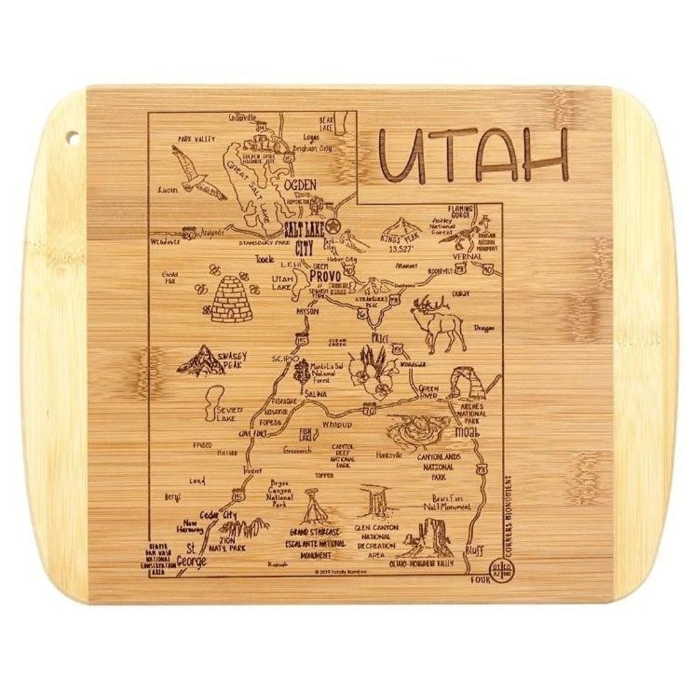 Totally Bamboo A Slice of Life Utah State Serving and Cutting Board, 11" x 8.75"